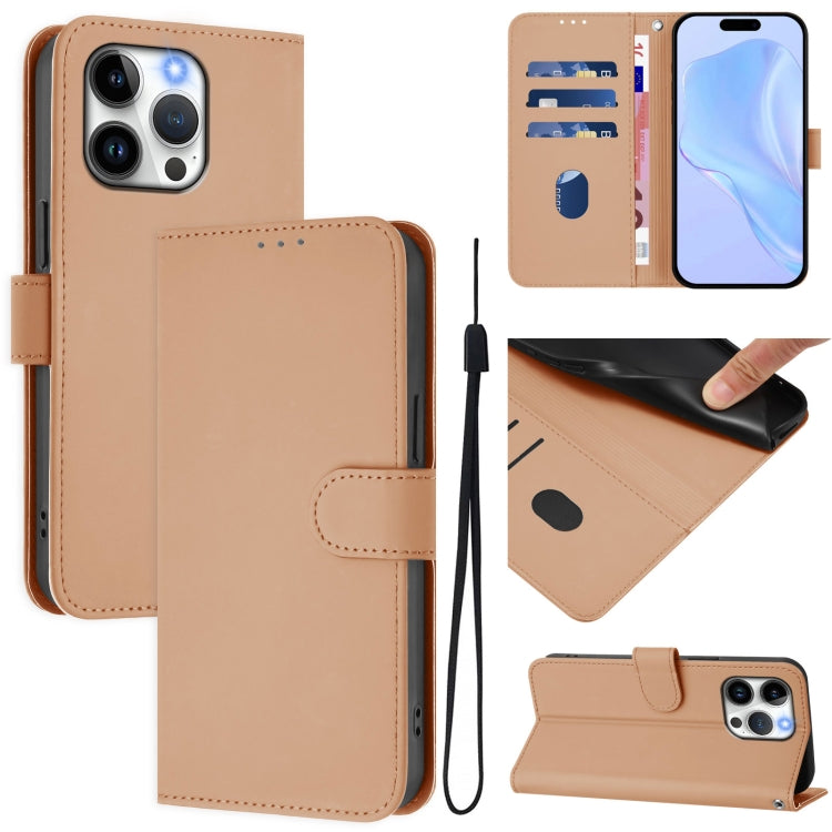 Skin Feel Solid Color Leather Phone Case with Lanyard, For iPhone 13 Pro Max, For iPhone 13 Pro