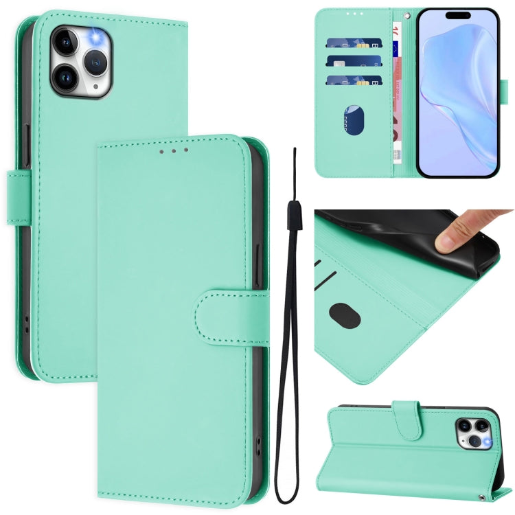 Skin Feel Solid Color Leather Phone Case with Lanyard, For iPhone 11 Pro, For iPhone XS / X