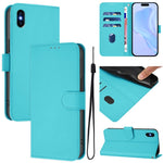 Skin Feel Solid Color Leather Phone Case with Lanyard, For iPhone XR, For iPhone XS Max
