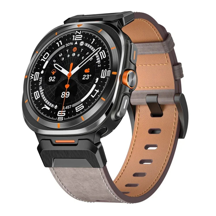 Mecha Style Leather Watch Band, For Samsung Galaxy Watch Ultra 47mm / Ultra 2025