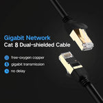 기가비트 네트워크 Cat 8 이중 차폐 케이블, 1m, 2m, 3m, 5m, 8m, 10m, 15m, 20m, 30m