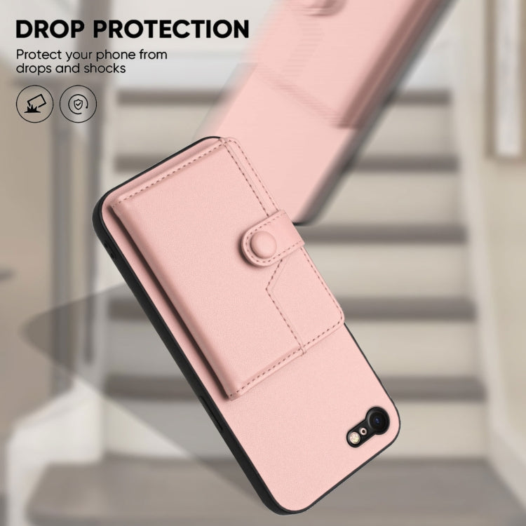 버튼 카드 백 RFID 도난 방지 휴대폰 케이스, 아이폰 SE 2022 / 2020용, 아이폰 13 프로 맥스용, 아이폰 13 프로용, 아이폰 13용, 아이폰 13 미니용, 아이폰 12용, 아이폰 12 프로 맥스용, 아이폰 12 프로용