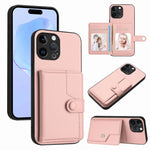 버튼 카드 백 RFID 도난 방지 휴대폰 케이스, 아이폰 SE 2022 / 2020용, 아이폰 13 프로 맥스용, 아이폰 13 프로용, 아이폰 13용, 아이폰 13 미니용, 아이폰 12용, 아이폰 12 프로 맥스용, 아이폰 12 프로용