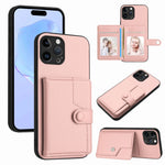 버튼 카드 백 RFID 도난 방지 휴대폰 케이스, 아이폰 SE 2022 / 2020용, 아이폰 13 프로 맥스용, 아이폰 13 프로용, 아이폰 13용, 아이폰 13 미니용, 아이폰 12용, 아이폰 12 프로 맥스용, 아이폰 12 프로용