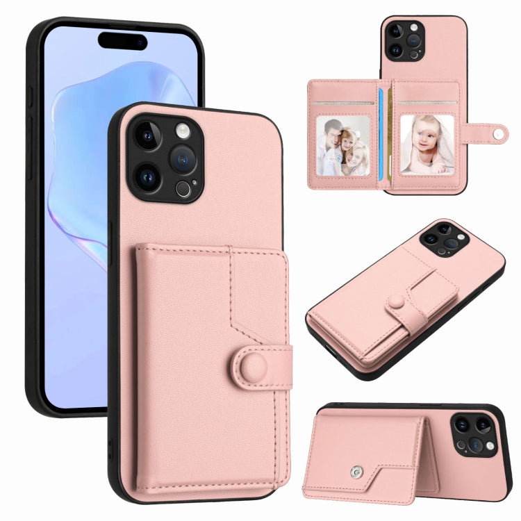 버튼 카드 백 RFID 도난 방지 휴대폰 케이스, 아이폰 SE 2022 / 2020용, 아이폰 13 프로 맥스용, 아이폰 13 프로용, 아이폰 13용, 아이폰 13 미니용, 아이폰 12용, 아이폰 12 프로 맥스용, 아이폰 12 프로용