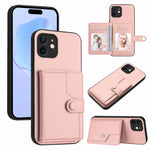 버튼 카드 백 RFID 도난 방지 휴대폰 케이스, 아이폰 12 미니용, 아이폰 11 프로 맥스용, 아이폰 11용, 아이폰 11 프로용, 아이폰 XS / X용, 아이폰 XR용, 아이폰 XS 맥스용, 아이폰 8 플러스 / 7 플러스용
