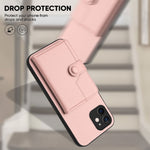 버튼 카드 백 RFID 도난 방지 휴대폰 케이스, 아이폰 12 미니용, 아이폰 11 프로 맥스용, 아이폰 11용, 아이폰 11 프로용, 아이폰 XS / X용, 아이폰 XR용, 아이폰 XS 맥스용, 아이폰 8 플러스 / 7 플러스용
