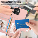 버튼 카드 백 RFID 도난 방지 휴대폰 케이스, 아이폰 12 미니용, 아이폰 11 프로 맥스용, 아이폰 11용, 아이폰 11 프로용, 아이폰 XS / X용, 아이폰 XR용, 아이폰 XS 맥스용, 아이폰 8 플러스 / 7 플러스용
