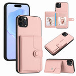 버튼 카드 백 RFID 도난 방지 휴대폰 케이스, 아이폰 12 미니용, 아이폰 11 프로 맥스용, 아이폰 11용, 아이폰 11 프로용, 아이폰 XS / X용, 아이폰 XR용, 아이폰 XS 맥스용, 아이폰 8 플러스 / 7 플러스용
