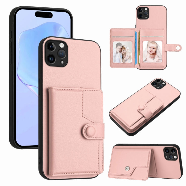 버튼 카드 백 RFID 도난 방지 휴대폰 케이스, 아이폰 12 미니용, 아이폰 11 프로 맥스용, 아이폰 11용, 아이폰 11 프로용, 아이폰 XS / X용, 아이폰 XR용, 아이폰 XS 맥스용, 아이폰 8 플러스 / 7 플러스용