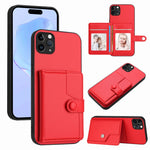 버튼 카드 백 RFID 도난 방지 휴대폰 케이스, 아이폰 12 미니용, 아이폰 11 프로 맥스용, 아이폰 11용, 아이폰 11 프로용, 아이폰 XS / X용, 아이폰 XR용, 아이폰 XS 맥스용, 아이폰 8 플러스 / 7 플러스용