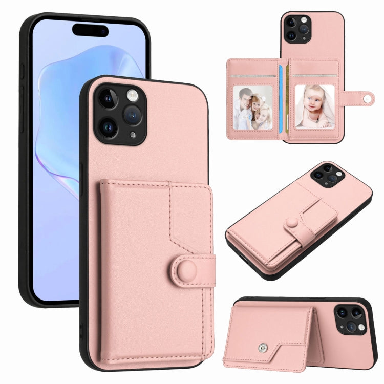 버튼 카드 백 RFID 도난 방지 휴대폰 케이스, 아이폰 12 미니용, 아이폰 11 프로 맥스용, 아이폰 11용, 아이폰 11 프로용, 아이폰 XS / X용, 아이폰 XR용, 아이폰 XS 맥스용, 아이폰 8 플러스 / 7 플러스용