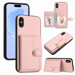 버튼 카드 백 RFID 도난 방지 휴대폰 케이스, 아이폰 12 미니용, 아이폰 11 프로 맥스용, 아이폰 11용, 아이폰 11 프로용, 아이폰 XS / X용, 아이폰 XR용, 아이폰 XS 맥스용, 아이폰 8 플러스 / 7 플러스용