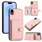 버튼 카드 백 RFID 도난 방지 휴대폰 케이스, 아이폰 12 미니용, 아이폰 11 프로 맥스용, 아이폰 11용, 아이폰 11 프로용, 아이폰 XS / X용, 아이폰 XR용, 아이폰 XS 맥스용, 아이폰 8 플러스 / 7 플러스용