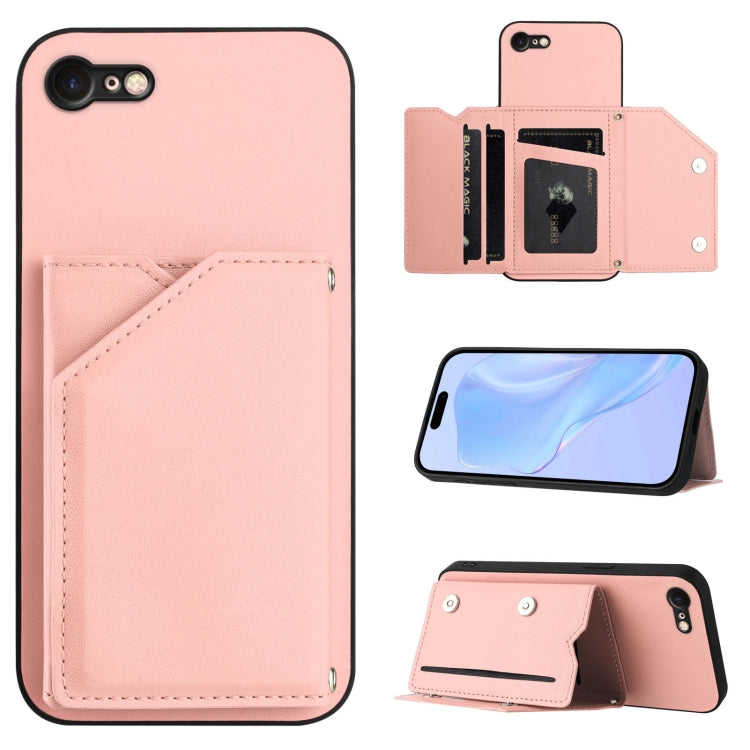 손목 스트랩이 있는 스킨 필 4 카드 슬롯 휴대폰 케이스, iPhone 7 / 8 / SE 2020 2022용, iPhone 13 Pro Max용, iPhone 13 Pro용, iPhone 13용, iPhone 13 mini용, iPhone 12용, iPhone 12 Pro Max용, iPhone 12 Pro용
