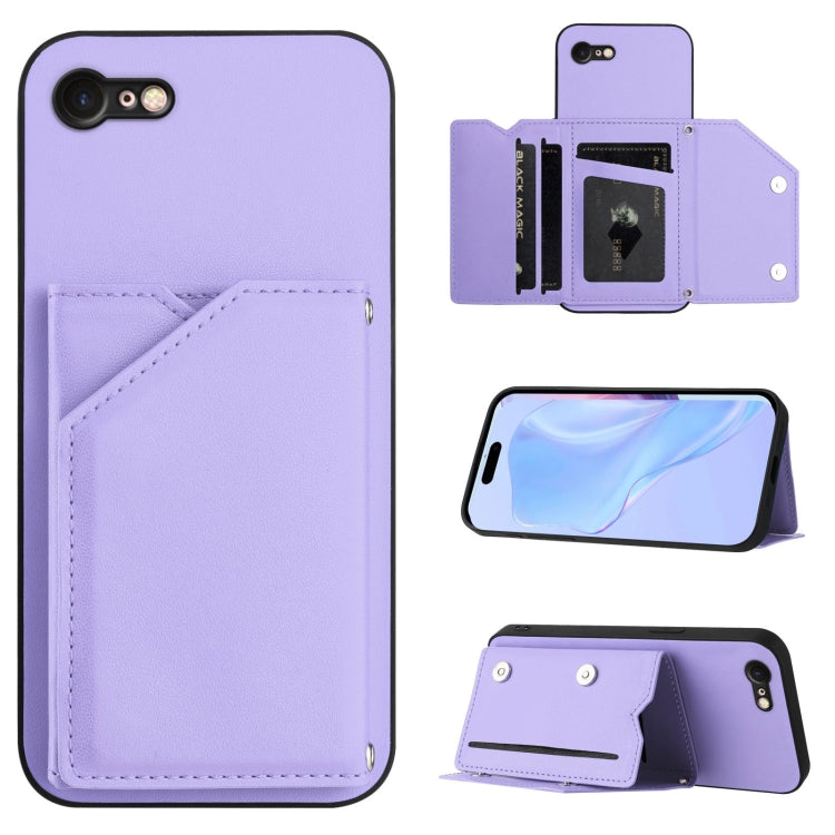 손목 스트랩이 있는 스킨 필 4 카드 슬롯 휴대폰 케이스, iPhone 7 / 8 / SE 2020 2022용, iPhone 13 Pro Max용, iPhone 13 Pro용, iPhone 13용, iPhone 13 mini용, iPhone 12용, iPhone 12 Pro Max용, iPhone 12 Pro용