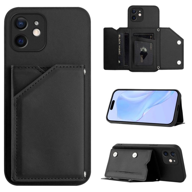 손목 스트랩이 있는 스킨 필 4 카드 슬롯 휴대폰 케이스, iPhone 7 / 8 / SE 2020 2022용, iPhone 13 Pro Max용, iPhone 13 Pro용, iPhone 13용, iPhone 13 mini용, iPhone 12용, iPhone 12 Pro Max용, iPhone 12 Pro용