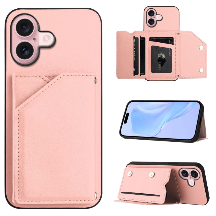 손목 스트랩이 있는 스킨 필 4 카드 슬롯 휴대폰 케이스, iPhone 17 Pro Max용, iPhone 17 Pro용, iPhone 17용, iPhone Air용, iPhone 16 Pro Max용, iPhone 16 Pro용, iPhone 16 Plus용, iPhone 16용