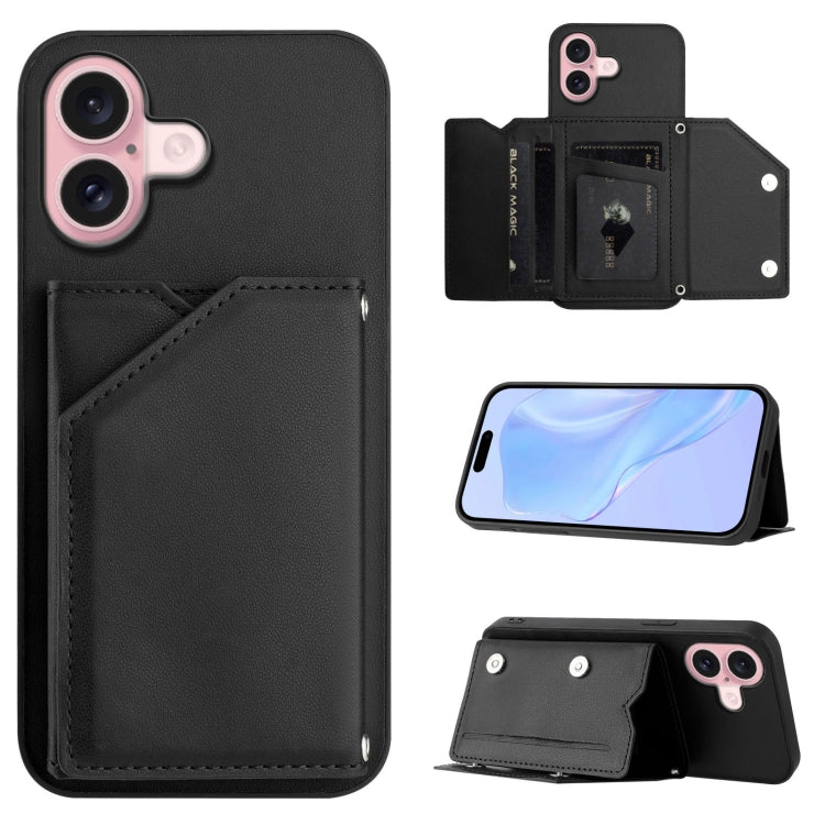 손목 스트랩이 있는 스킨 필 4 카드 슬롯 휴대폰 케이스, iPhone 17 Pro Max용, iPhone 17 Pro용, iPhone 17용, iPhone Air용, iPhone 16 Pro Max용, iPhone 16 Pro용, iPhone 16 Plus용, iPhone 16용