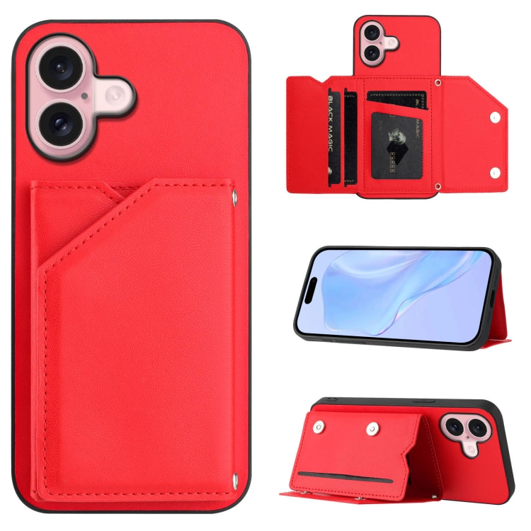 손목 스트랩이 있는 스킨 필 4 카드 슬롯 휴대폰 케이스, iPhone 17 Pro Max용, iPhone 17 Pro용, iPhone 17용, iPhone Air용, iPhone 16 Pro Max용, iPhone 16 Pro용, iPhone 16 Plus용, iPhone 16용