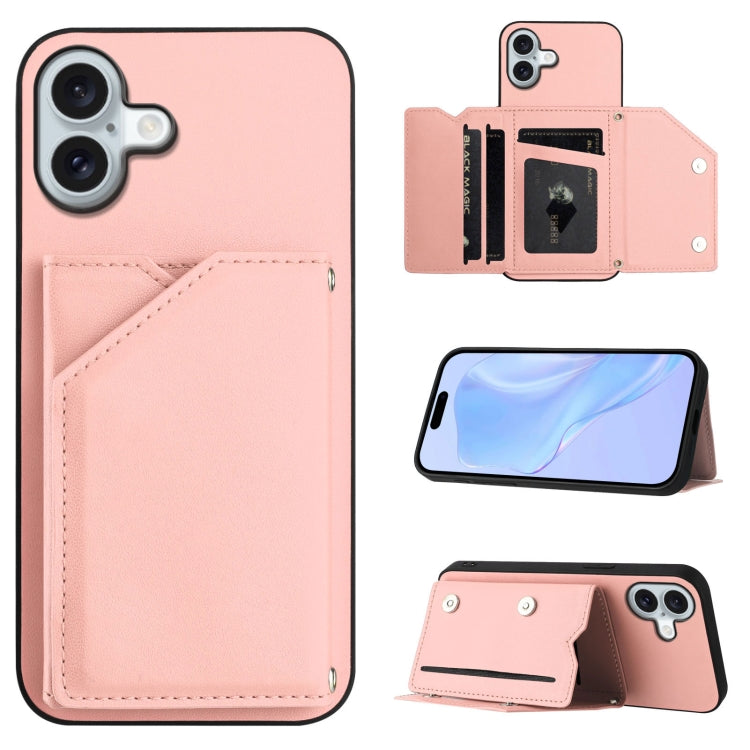 손목 스트랩이 있는 스킨 필 4 카드 슬롯 휴대폰 케이스, iPhone 17 Pro Max용, iPhone 17 Pro용, iPhone 17용, iPhone Air용, iPhone 16 Pro Max용, iPhone 16 Pro용, iPhone 16 Plus용, iPhone 16용