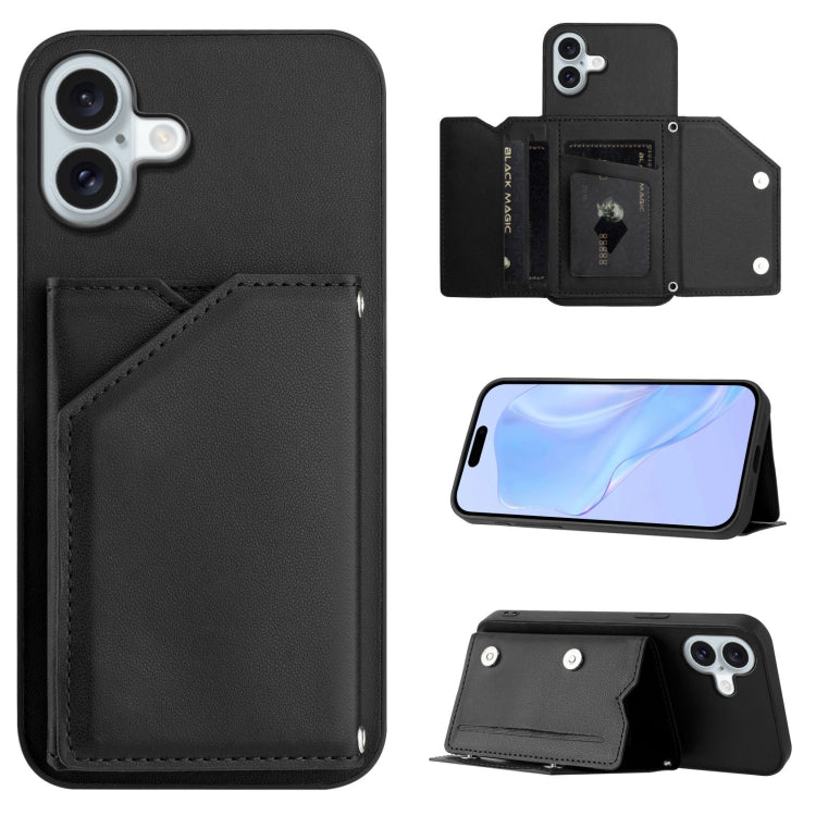 손목 스트랩이 있는 스킨 필 4 카드 슬롯 휴대폰 케이스, iPhone 17 Pro Max용, iPhone 17 Pro용, iPhone 17용, iPhone Air용, iPhone 16 Pro Max용, iPhone 16 Pro용, iPhone 16 Plus용, iPhone 16용