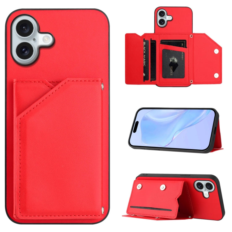 손목 스트랩이 있는 스킨 필 4 카드 슬롯 휴대폰 케이스, iPhone 17 Pro Max용, iPhone 17 Pro용, iPhone 17용, iPhone Air용, iPhone 16 Pro Max용, iPhone 16 Pro용, iPhone 16 Plus용, iPhone 16용