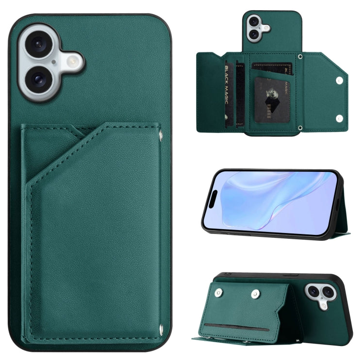 손목 스트랩이 있는 스킨 필 4 카드 슬롯 휴대폰 케이스, iPhone 17 Pro Max용, iPhone 17 Pro용, iPhone 17용, iPhone Air용, iPhone 16 Pro Max용, iPhone 16 Pro용, iPhone 16 Plus용, iPhone 16용