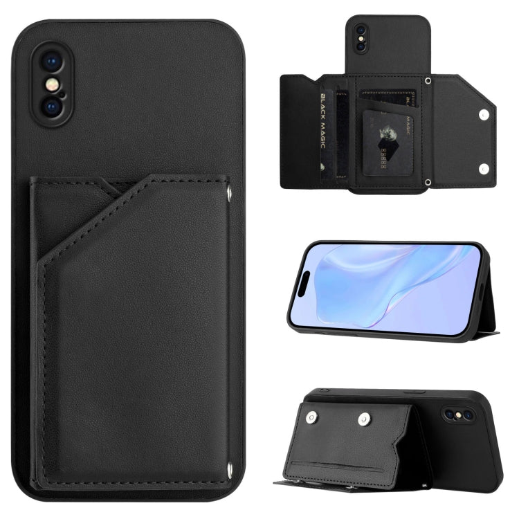 손목 스트랩이 있는 스킨 필 4 카드 슬롯 휴대폰 케이스, iPhone 12 mini용, iPhone 11 Pro Max용, iPhone 11용, iPhone 11 Pro용, iPhone X / XS용, iPhone XR용, iPhone XS Max용, iPhone 7 Plus / 8 Plus용
