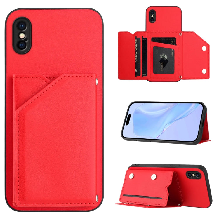 손목 스트랩이 있는 스킨 필 4 카드 슬롯 휴대폰 케이스, iPhone 12 mini용, iPhone 11 Pro Max용, iPhone 11용, iPhone 11 Pro용, iPhone X / XS용, iPhone XR용, iPhone XS Max용, iPhone 7 Plus / 8 Plus용