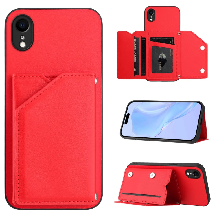 손목 스트랩이 있는 스킨 필 4 카드 슬롯 휴대폰 케이스, iPhone 12 mini용, iPhone 11 Pro Max용, iPhone 11용, iPhone 11 Pro용, iPhone X / XS용, iPhone XR용, iPhone XS Max용, iPhone 7 Plus / 8 Plus용