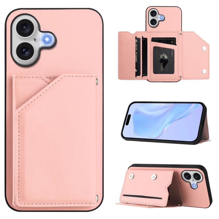 손목 스트랩이 있는 스킨 필 4 카드 슬롯 휴대폰 케이스, iPhone 17 Pro Max용, iPhone 17 Pro용, iPhone 17용, iPhone Air용, iPhone 16 Pro Max용, iPhone 16 Pro용, iPhone 16 Plus용, iPhone 16용