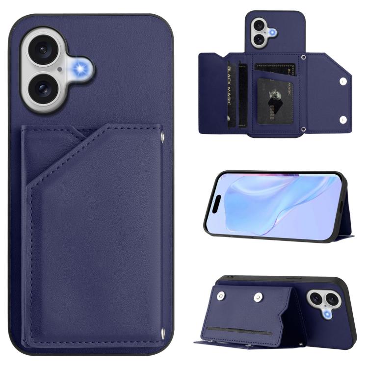 손목 스트랩이 있는 스킨 필 4 카드 슬롯 휴대폰 케이스, iPhone 17 Pro Max용, iPhone 17 Pro용, iPhone 17용, iPhone Air용, iPhone 16 Pro Max용, iPhone 16 Pro용, iPhone 16 Plus용, iPhone 16용
