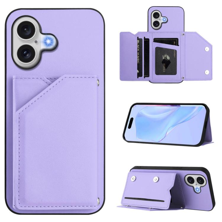 손목 스트랩이 있는 스킨 필 4 카드 슬롯 휴대폰 케이스, iPhone 17 Pro Max용, iPhone 17 Pro용, iPhone 17용, iPhone Air용, iPhone 16 Pro Max용, iPhone 16 Pro용, iPhone 16 Plus용, iPhone 16용