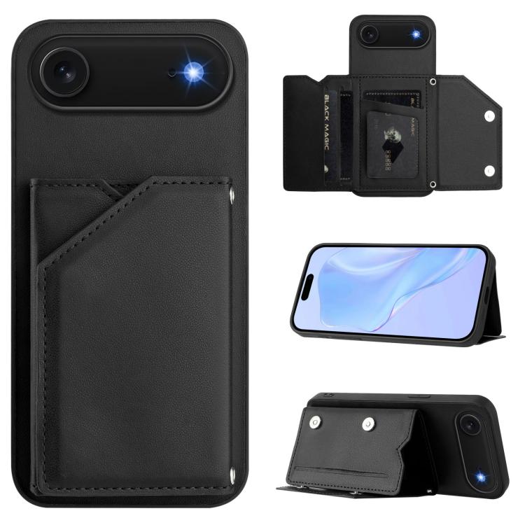 손목 스트랩이 있는 스킨 필 4 카드 슬롯 휴대폰 케이스, iPhone 17 Pro Max용, iPhone 17 Pro용, iPhone 17용, iPhone Air용, iPhone 16 Pro Max용, iPhone 16 Pro용, iPhone 16 Plus용, iPhone 16용