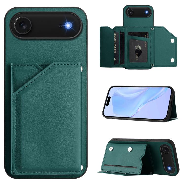 손목 스트랩이 있는 스킨 필 4 카드 슬롯 휴대폰 케이스, iPhone 17 Pro Max용, iPhone 17 Pro용, iPhone 17용, iPhone Air용, iPhone 16 Pro Max용, iPhone 16 Pro용, iPhone 16 Plus용, iPhone 16용