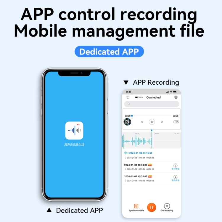 Q61A 초슬림 HD 노이즈 감소 음성 녹음 펜 APP 제어 지원, 8GB, 16GB, 32GB, 64GB, 128GB