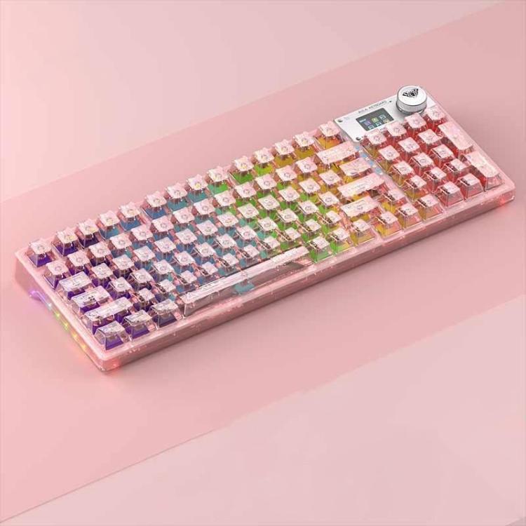 AULA F98Pro V3 99키 유선/2.4G/블루투스 3모드 RGB 기계식 키보드, 아이스 크리스탈 스위치