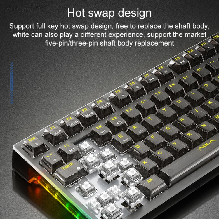 AULA F98Pro V3 99키 유선/2.4G/블루투스 3모드 RGB 기계식 키보드, 아이스 크리스탈 스위치