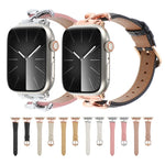 X자형 버클 천연 가죽 시계 밴드, 애플 워치 46mm / 49mm / 45mm / 44mm용, 애플 워치 42mm / 41mm / 40mm / 38mm용