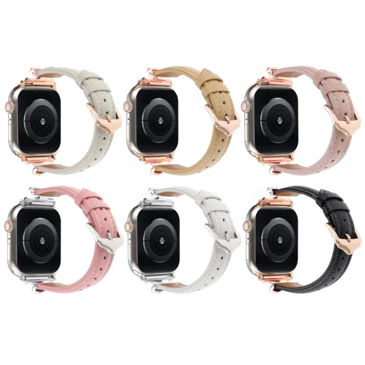 X자형 버클 천연 가죽 시계 밴드, 애플 워치 46mm / 49mm / 45mm / 44mm용, 애플 워치 42mm / 41mm / 40mm / 38mm용