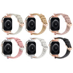 X자형 버클 점 무늬 천연 가죽 시계 밴드, 애플 워치 46mm / 49mm / 45mm / 44mm용, 애플 워치 42mm / 41mm / 40mm / 38mm용