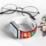 크리스마스 패턴 리버스 버클 실리콘 시계 밴드, 애플 워치 46mm / 49mm / 45mm / 44mm용, 애플 워치 42mm / 41mm / 40mm / 38mm용