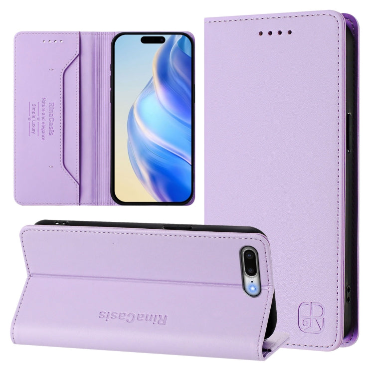 RC01 이중 접이식 자석 흡착 RFID 가죽 휴대폰 케이스, iPhone 7 Plus / 8 Plus용