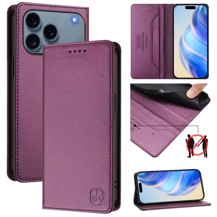 RC01 이중 접이식 자석 흡착 RFID 가죽 휴대폰 케이스, iPhone 17e / 16e용, iPhone 17 Pro Max용, iPhone 17 Pro용, iPhone 17용, iPhone Air용, iPhone 16 Pro Max용