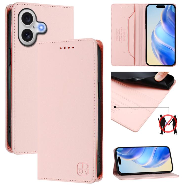RC01 이중 접이식 자석 흡착 RFID 가죽 휴대폰 케이스, iPhone 17e / 16e용, iPhone 17 Pro Max용, iPhone 17 Pro용, iPhone 17용, iPhone Air용, iPhone 16 Pro Max용
