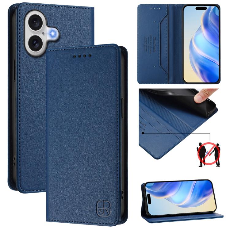 RC01 이중 접이식 자석 흡착 RFID 가죽 휴대폰 케이스, iPhone 17e / 16e용, iPhone 17 Pro Max용, iPhone 17 Pro용, iPhone 17용, iPhone Air용, iPhone 16 Pro Max용