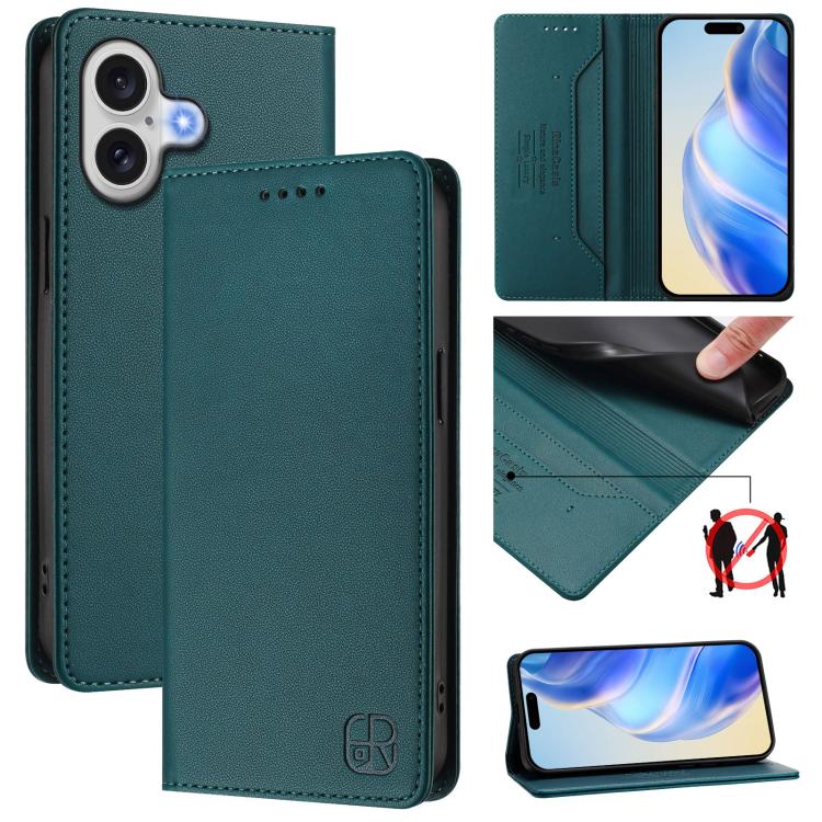 RC01 이중 접이식 자석 흡착 RFID 가죽 휴대폰 케이스, iPhone 17e / 16e용, iPhone 17 Pro Max용, iPhone 17 Pro용, iPhone 17용, iPhone Air용, iPhone 16 Pro Max용