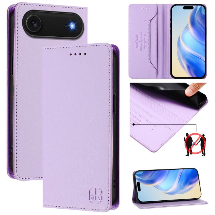 RC01 이중 접이식 자석 흡착 RFID 가죽 휴대폰 케이스, iPhone 17e / 16e용, iPhone 17 Pro Max용, iPhone 17 Pro용, iPhone 17용, iPhone Air용, iPhone 16 Pro Max용