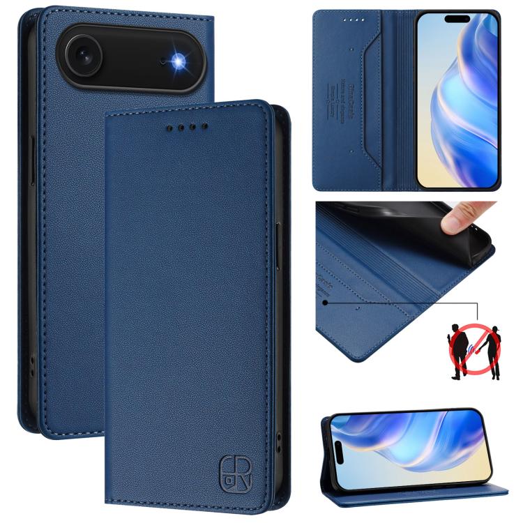 RC01 이중 접이식 자석 흡착 RFID 가죽 휴대폰 케이스, iPhone 17e / 16e용, iPhone 17 Pro Max용, iPhone 17 Pro용, iPhone 17용, iPhone Air용, iPhone 16 Pro Max용